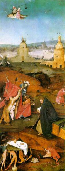 Bosch: The Temptations of St. Antony (right panel): St. Antony and Devil